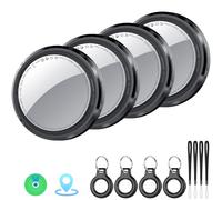 Tracker Tag Nero Ossidiana / 4 Pcs, Bluetooth Trova Oggetti Compatibile con Apple Dov'è (solo iOS), Smart Tracker Localizzatore per Bagagli/Borse/Portafogli/Zaini, Chiavi Tag Tracking