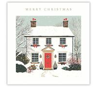 Tracks Publising - Biglietti natalizi di beneficenza, confezione da 5, design contemporaneo con casa nella neve, finitura laminata, biglietti di Natale festivi multipack - A sostegno di Rainbow Trust