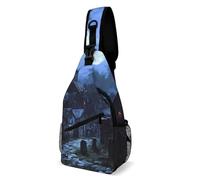 Tracolla Borse Gothic Architecture Church Cemetery Poliestere Zaino A Monospalla Unisex Sling Bag Per Uomo Uso Quotidiano Palestra 19X39Cm