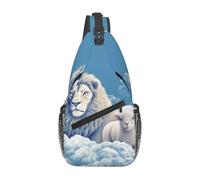 Tracolla Borse Lamb With A Lion On The Clouds Multiuso Zaino Monospalla Pratica Borsa Pettorale Per Outdoors Uso Quotidiano Moto 19X39Cm