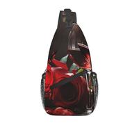 Tracolla Borse Red Roses Wine Glass And Candle Multifunzionale Zaino Monospalla Unisex Borsa A Petto Per Alpinismo Uomo Outdoors 19X39Cm