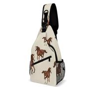 Tracolla Borse Running Horse Brown Causal Zaino A Monospalla Poliestere Borsa A Spalla Uomo Per Ciclismo Alpinismo Palestra 19X39Cm