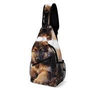 Tracolla Borse Shepherd German Puppy Antifurto Zaino Monospalla Poliestere Borsa Petto Per Viaggio Alpinismo Moto 19X39Cm