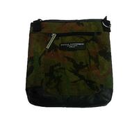 Tracolla camouflage in tessuto e eco-pelle marrone 2 tasche con zip da uomo