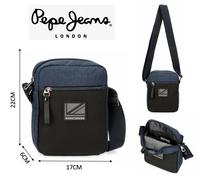 Tracolla media borsello uomo Pepe Jeans in tela tessuto blu 2 scomparti tasche