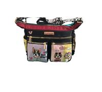 TRACOLLA NIKKY BY NICOLE LEE CANI LOVE DOG ECOPELLE NERA E VIOLA BORSA