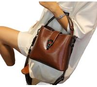 Tracolla Pelle Donna Borsa a secchiello da donna in pelle, grande capacità, borsa a tracolla alla moda(Coffee)