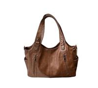 Tracolla Pelle Donna Borsa a tracolla in PU, grande capacità, borsa multifunzionale alla moda(Brown)