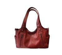 Tracolla Pelle Donna Borsa a tracolla in PU, grande capacità, borsa multifunzionale alla moda(Dark Red)