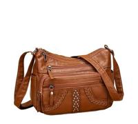 Tracolla Pelle Donna Borsa a tracolla morbida in pelle PU, grande capacità, minimalista, casual e alla moda(Brown)