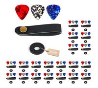 Tracolla per chitarra con chiusura a bottone e chiusura per tracolla, plettri per chitarra, adattatore per tracolla per chitarra acustica, in pelle, per basso, ukulele, nero, 20 pezzi