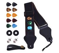 Tracolla per chitarra con Estremità in Vera Pelle Fascio di cinghie tra chitarra plettri fascette bottoni Cinturino basso elettrico plettri fascette bottoni per Chitarre Basso Elettriche e Acustiche