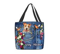 Tracolla Personalized Dog Borsa Stoffa Shopper Con Tasca Interna Shop Art Borsa Ecosostenibile Borsa Donna Per Shopping, Regali, Uso Viaggi