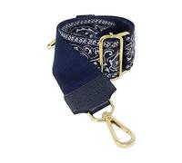 Tracolla Universale Regolabile Universale con Ganci Metallici Girevoli realizzata in Tessuto e Pelle adatta per Borse, Chitarre, Porta documenti, Macchine Fotografiche (Fantasia Maioliche Blu - Oro)