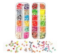 TRACOMPAN Kit di accessori in resina epossidica, 2 scatole di ciondoli per unghie 3D a forma di fiore di frutta polimerica, per fai da te, creazione di slime in resina, decorazioni per nail art