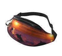 Tractor Agricoltura Tranquil Fanny Pack per uomo donna, borsa da petto regolabile alla moda, borsa da viaggio sport a piedi, Tramonto delfini, Taglia unica