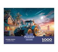 Tractor at Dusk Durable Material Rural Farm Scene Style Easy to Assemble Pieces, Relaxing, Unwinding And Enjoying Quiet Moments 52x38cm/1000pcs