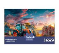 Tractor at Sunset Quality Construction Rural Coastal Scene Style Ideal Gift for Puzzle Fans, Adults And Teenagers Who Love Brain Games 38x26cm/1000pcs
