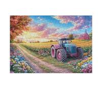 Tractor Country Sunset Road Rompicapo 300 Pezzi Per Nonni E Nipoti Cartone Rigido Esercizio Mentale Per Serate in Famiglia Da Passatempo Con Poster Incluso 300 PCS（40x28cm）