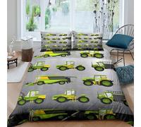 Tractor designsSet Di Copripiumino microfibra 3 Pezzi stampa di 3D cerniera nascosta Cartoon farm vehicles copripiumino con federa soffice ultra morbido e traspirante for bambini King（220x240cm）