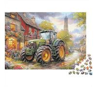Tractor en el pueblo Sturdy Cardboard Ciudad Imprimir Jigsaw Puzzle Adults Kids Educational Activity Fun Challenge Great Gift for Birthday Puzzle Lovers Fans 70x50cm/1000pcs