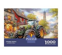 Tractor in Village Jigsaw Puzzles for Adults The Impossible Challenge 1000 Piece Tractor Sunlit Countryside Difficult Hard Jigsaw Puzzles for Man And Woman with Letters on Back 52x38cm/1000pcs