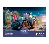 Tractor in Village Scene Set Puzzle Premium Da 1000 Pezzi, Rural Fantasy Illustration, Impossibile, Difficile, Stimolante, Stress, Allenamento Mentale, Giochi Da Tavolo, Intrattenimento 70x50cm/1000pc