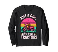 Tractor Lover Vintage Just A Girl Who Loves Tractors Regali Maglia a Manica