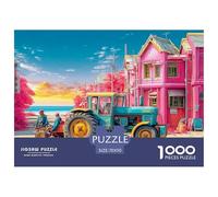 Tractor on Beach Durable Interlocking Pieces Vibrant Cartoon Style Fun Hobby for Spare Time, Evenings, Weekends And Holiday Breaks 70x50cm/1000pcs