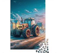 Tractor on Snowy Road Puzzle Da 1000 Pezzi Rural Farm Scene Art Puzzle Adulti Perfetto Per Appassionati Di Puzzle Esperti Regalo Per Amore E Amico 38x26cm/1000pcs