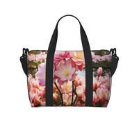Tractor On The Farm, borsa da viaggio unisex, resistente all'acqua, borsa da palestra per fine settimana, borsa da viaggio con tracolla regolabile di grande capacità, Fiori di ciliegio e tulipan