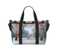 Tractor On The Farm, borsa da viaggio unisex, resistente all'acqua, borsa da palestra per fine settimana, borsa da viaggio con tracolla regolabile di grande capacità, Sfondo Inverno, Taglia unica