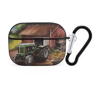 Tractor on The Farm, custodia per AirPods Pro 2, custodia protettiva rigida antiurto, per donne e uomini, compatibile con custodia Airpod Pro di 2a/1a generazione, con portachiavi, nero
