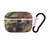 Tractor on The Farm, custodia per AirPods Pro 2, custodia protettiva rigida antiurto, per donne e uomini, compatibile con custodia Airpod Pro di 2a/1a generazione con portachiavi, bianco