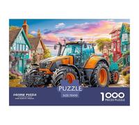 Tractor on Village Road Securely Fitted Pieces Rural Scenic Illustration Suitable for Long Hour Relaxation, Brain Training And Personal Leisure Time 70x50cm/1000pcs