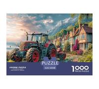 Tractor on Village Road Smooth Surface Rural Landscape Style Excellent Hobby Gift, Adults, Teenagers And Puzzle Enthusiasts 52x38cm/1000pcs