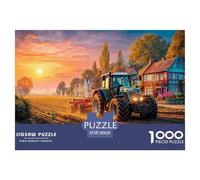 Tractor Plowing Field Firm Structure Pieces Rural Sunset Landscape Style Enhancing Problem Solving Skills And Enjoying Leisure Time 38x26cm/1000pcs
