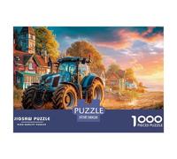 Tractor Plowing Field Reliable Material Rural Sunset Landscape Great Gift for Adults, Teenagers And Anyone Who Loves Puzzle Games 38x26cm/1000pcs