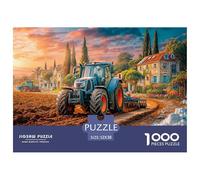 Tractor Plowing Field Thick Sturdy Paper Rural Farm Landscape Style Enhancing Cognitive Skills, Memory And Mental Focus 52x38cm/1000pcs