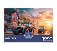 Tractor Racing Scene Securely Fitted Pieces Vibrant Sunset Style Suitable for Long Hour Relaxation, Brain Training And Personal Leisure Time 38x26cm/1000pcs