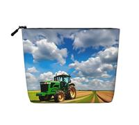 Tractor Under Blue Sky e White Clouds Versatile Travel Makeup Bag Travel Pouch con cerniera Accessori Organizer, Nero , Taglia unica, Beauty case