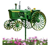 Tractor Wind Spinners Outdoor | Tractor Wind Sculpture Garden Decor | Metal Windmill Stake | for Front Yard Patio Porch Backyard Lawn Flower Bed Holiday