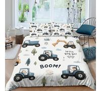 Tractors for kidscopripiumino microfibra 3 Pezzi stampa 3D cerniera nascosta Cartoon farm vehicles Set Di Copripiumino incluso federe per cuscini aiosa for bambini e adolescenti Double（200x200cm）