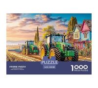 Tractors on Dirt Road Premium Paper Rural Farm Landscape Style Interlocking Design, Ideal Hobby for Stress Relief, Relaxation And Home Entertainment 52x38cm/1000pcs