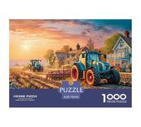 Tractors Plowing Field Premium Paper Rural Sunset Landscape Interlocking Design, Ideal Hobby for Stress Relief, Relaxation And Home Entertainment 70x50cm/1000pcs