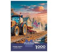 Tractors Plowing Fields 1000 Pezzi Cartone Resistente Rural Sunset Farm Scene Puzzle Adulti Sera Di Giochi in Famiglia Attività Di Aggregazione Familiare Stimolante E Divertente 70x50cm/1000pcs