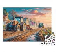 Tractors Plowing Fields 1000 Pezzi Puzzle Rural Sunset Farm Scene Puzzle in Cartone Premium, Esperienza Di Relax E Concentrazione Per Adulti E Bambini 70x50cm/1000pcs