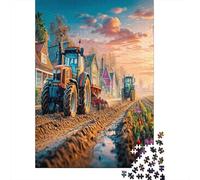 Tractors Plowing Fields 1000 Pezzi Rural Sunset Farm Scene Carta Ecologica Puzzle Premium Per Adulti Decompressione Educativa Idea Regalo Decorazione Murale 38x26cm/1000pcs