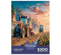 Tractors Plowing Fields 1000 Pezzi Rural Sunset Farm Scene Puzzle Giocattoli Puzzle Per Gioco Familiare Decorazione Per La Casa Per Bambini E Adulti Regali Regalo Per Amico 52x38cm/1000pcs
