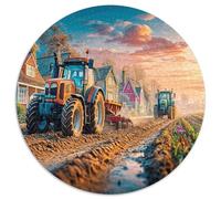 Tractors Plowing Fields Puzzle Decompressione Intellettuale 1000 Pezzi Rural Sunset Farm Scene Puzzle Decorazione Per La Casa Per Adulti Ragazzi Bambini 1000pcs (67.5x67.5cm)